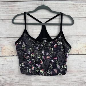 North Face Dune Sky Tanklette Top Womens L Flash Dry Black Floral Print NEW